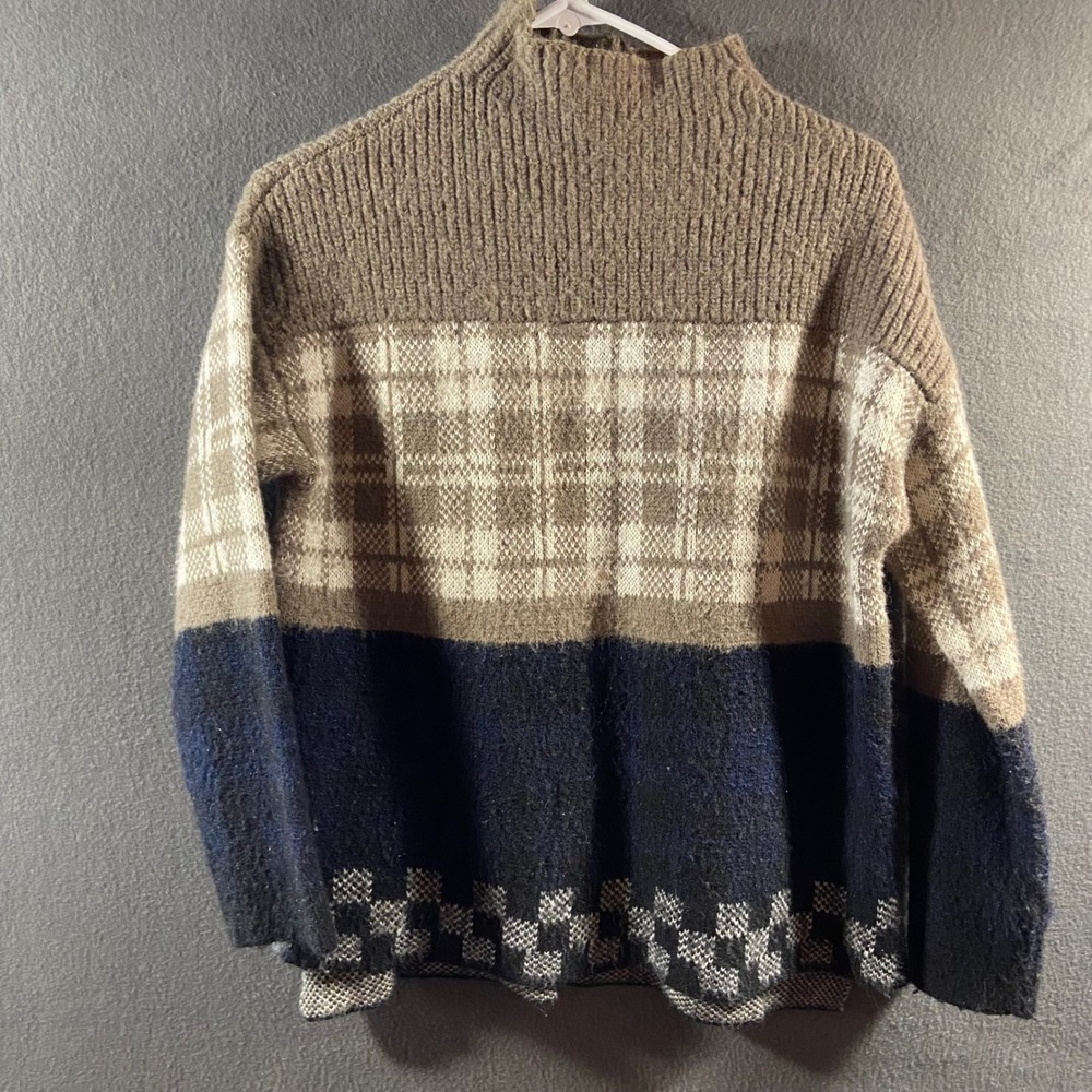 Silence + Noise Gunner Plaid wool Sweater Mock Neck Colorblock Oversized grunge